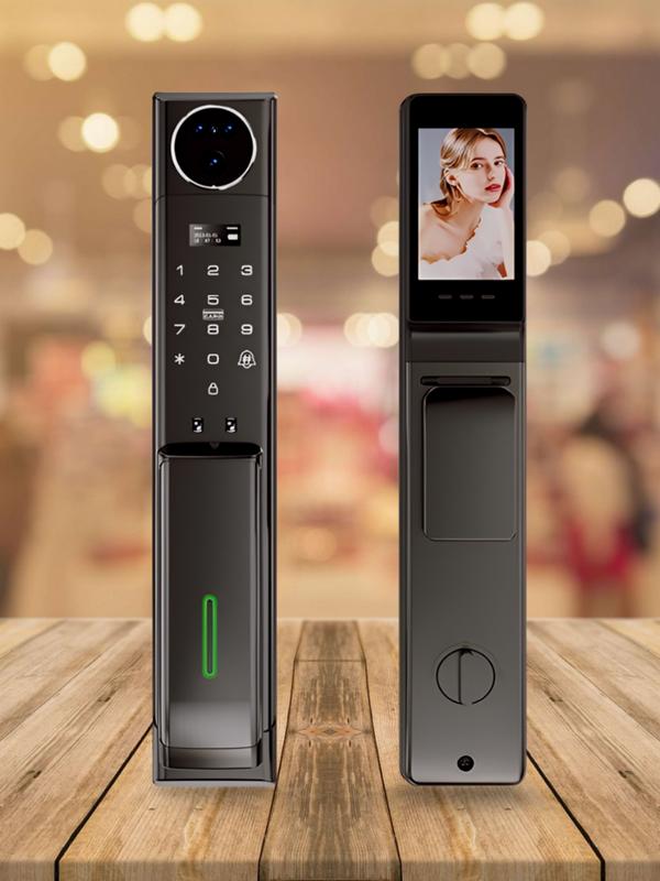 Golens X10 3D Face ID, Fingerprint, 2 RFID Card, Password, 2 Key, LCD/Camera, Inbuilt Wi-Fi With Video Intercom Rechargeable Lithium Battery