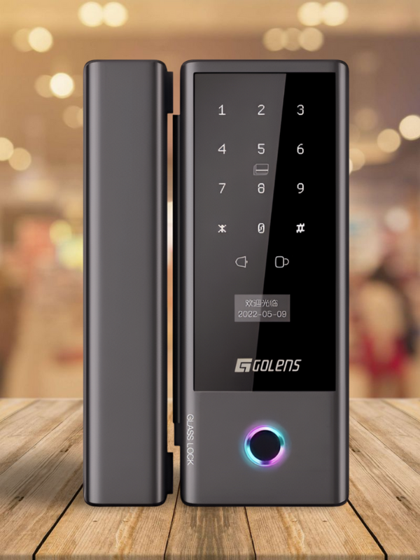 Golens X37 Glass Door Lock, Fingerprint, RFID Card, Password, 2 Key, App